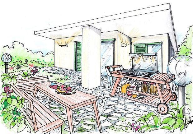 disegno barbecue da giardino